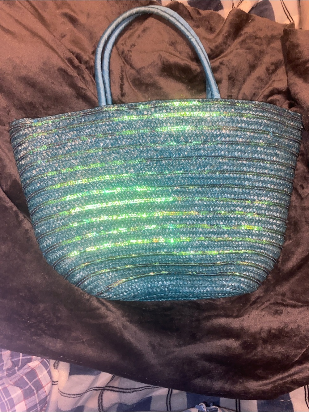 Cappelli Straworld Iridescent Teal Straw Tote